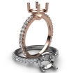 French V Pave Round Diamond Semi Mount Engagement Ring 18k Rose Gold 0.5Ct - javda.com 