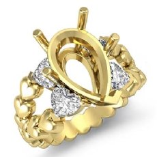 Antique Heart & Pear Diamond Engagement Ring Setting 14k Gold Yellow Semi Mount (1Ct. tw.)