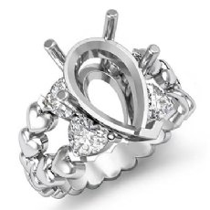 1 Ct Antique Heart & Pear Diamond Engagement Ring Setting 14K Wh Gold Semi Mount