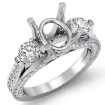 Three Stone Round Diamond Engagement Ring 14k White Gold Oval Cut Semi Mount 1.3Ct - javda.com 