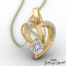 Round Diamond Accent Heart Pendant Necklace In 14k Gold Yellow  (0.1Ct. tw.)