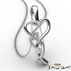 Infinity Heart Pendant Necklace 14k White Gold Round Diamond 0.20Ct
