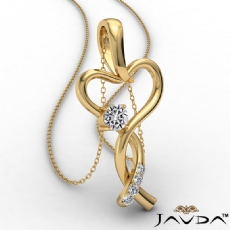 Infinity Heart Pendant Necklace 14k Gold Yellow Round Diamond  (0.2Ct. tw.)