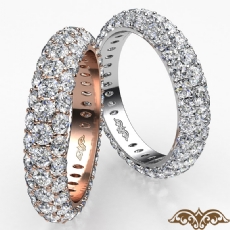 3 Row Round Diamond Engagement Women's Eternity Wedding Band 14k Rose Gold  (3Ct. tw.)