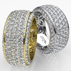 4 Row Pave Round Diamond Women Eternity Wedding Band 9.7mm Ring 14k Gold Yellow (3.5Ct. tw.)