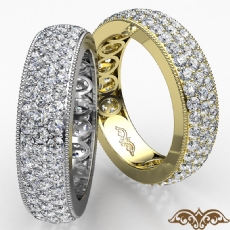 3 Row Pave Set Round Diamond Women's Wedding Eternity Band Platinum 950  (2.1Ct. tw.)