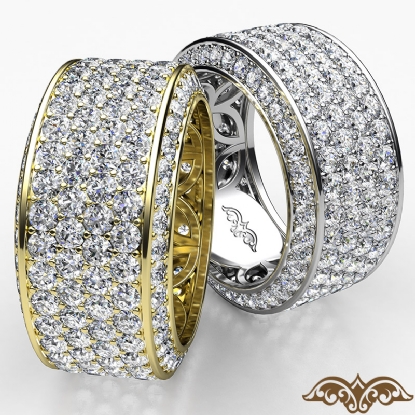 10mm Womens Eternity Pave Diamond Wedding Anniversary Band 18k Gold (3 ...