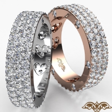 Bezel Pave 3Row Round Diamond Ring Womens Eternity Wedding Band 14k WGold 2.4Ct