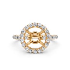 French U Split Pave Halo Diamond Engagement Ring Setting 14k Gold Yellow  (1Ct. tw.)
