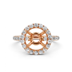 French U Split Pave Halo Diamond Engagement Ring Setting 14k Rose Gold  (1Ct. tw.)