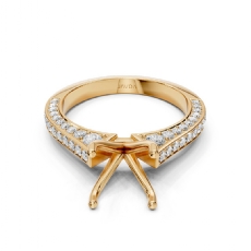 Diamond Solitaire Engagement Round Semi Mount Ring Setting 14k Gold Yellow (1Ct. tw.)