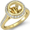 0.8Ct Diamond Engagement Ring Gold Y18k Round Semi Mount Halo Pave Setting