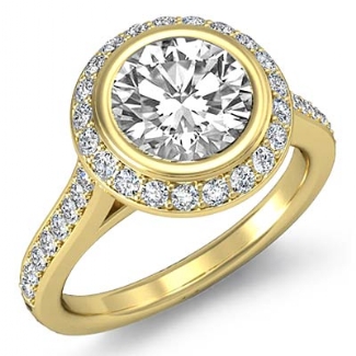 0.8Ct Diamond Engagement Ring Gold Y18k Round Semi Mount Halo Pave Setting