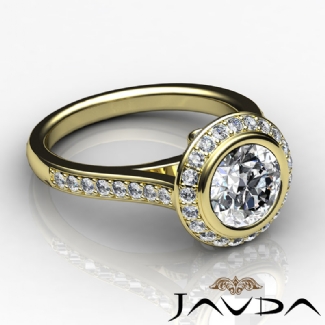 0.8Ct Diamond Engagement Ring Gold Y18k Round Semi Mount Halo Pave Setting