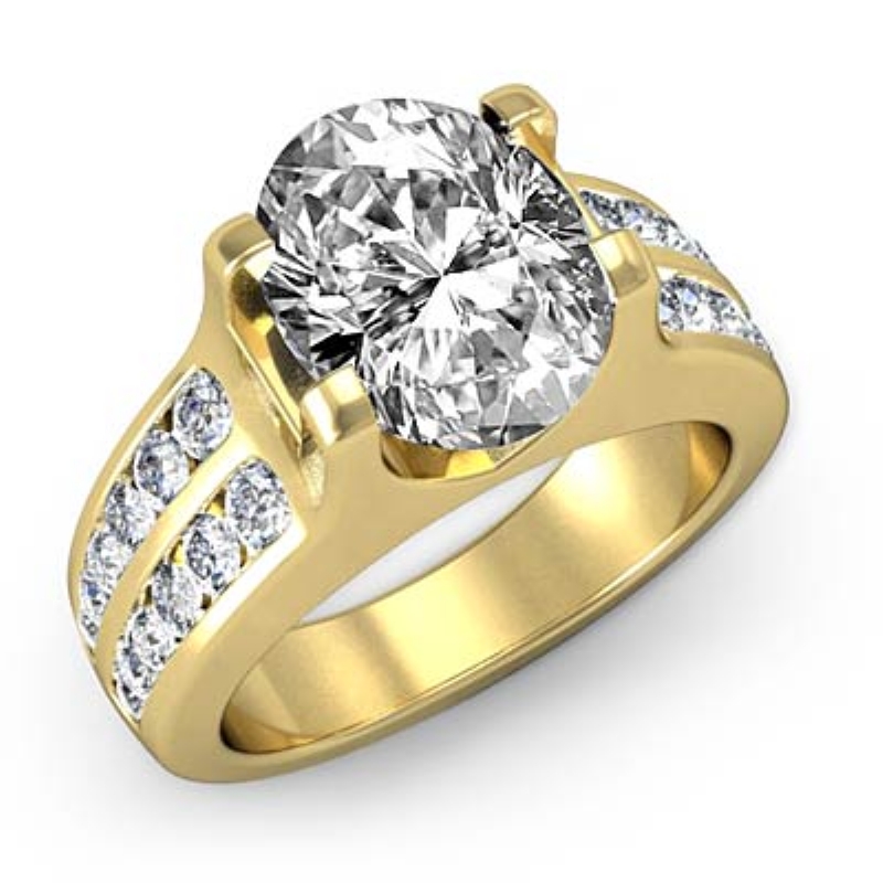 Channel Set Side Stone diamond Ring 18k Gold Yellow