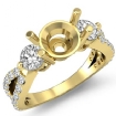 3 Stone Diamond Engagement Split Shank Ring 14k Yellow Gold Round Semi Mount 1.3Ct - javda.com 