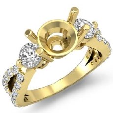 3 Stone Diamond Engagement Split Shank Ring 18k Gold Yellow Round Semi Mount  (1.3Ct. tw.)