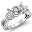 3 Stone Diamond Engagement Split Shank Ring Platinum 950 Round Semi Mount 1.3Ct - javda.com 
