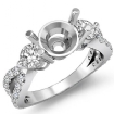 3 Stone Diamond Engagement Split Shank Ring 14k White Gold Round Semi Mount 1.5Ct - javda.com 