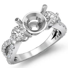 3 Stone Diamond Engagement Split Shank Ring 14k W Gold Round Semi Mount 1.30Ct