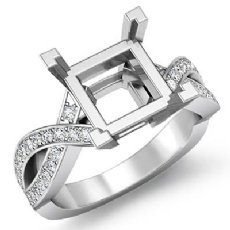 0.5Ct Princess Diamond Engagement Split Shank Ring Setting 14K W Gold Semi Mount