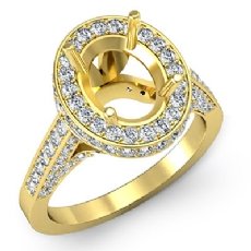 Diamond Engagement Ring Oval Semi Mount Halo Pave Setting 14k Gold Yellow (1.3Ct. tw.)
