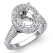 1.3Ct Diamond Engagement Ring Oval Semi Mount Halo Pave Setting Platinum 950 - javda.com 