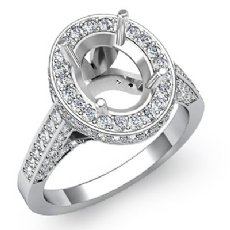 1.30 Ct Diamond Engagement Ring Oval Semi Mount Halo Pave Setting 14k White Gold