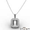 0.61Ct Pave Set Diamond Halo Radiant Solitaire Pendant 18k White Gold - javda.com 