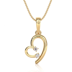 14k Gold Yellow Heart Diamond Pendant with Lab Grown Round Diamonds,  (0.06Ct. tw.)