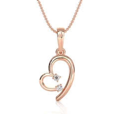 18k Rose Gold Heart Diamond Pendant with Lab Grown Round Diamonds,  (0.06Ct. tw.)