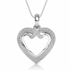 14K White Gold Diamond Heart Pendant with Lab Grown Round Diamonds, 0.20 ctw.