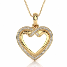 14k Gold Yellow Diamond Heart Pendant with Lab Grown Round Diamonds,  (0.2Ct. tw.)