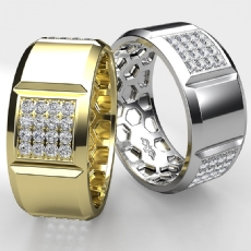 Men's Diamond Eternity Wedding Band Beveled Edge In 14k White Gold 1.00 Ct.