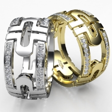 Designer Men's Diamond Eternity Wedding Band In 14k White Gold 0.50 Ct.