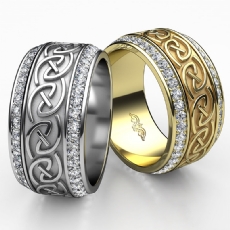 Celtic Style Men's Diamond Eternity Wedding Band In 18k Gold Yellow 1Ct. (1Ct. tw.)