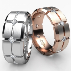 Bezel Set Men's Eternity Princess Diamond Wedding Band 14k Rose Gold  (1Ct. tw.)