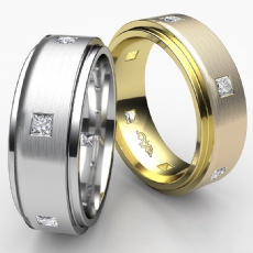 Men's Eternity Bezel Princess Diamond Matte Wedding Band 18k Gold Yellow  (0.5Ct. tw.)