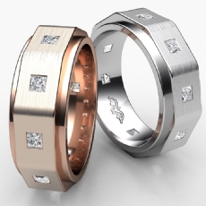 Matte Finish Bezel Men's Diamond Eternity Wedding Band 14k White Gold 0.80Ct.