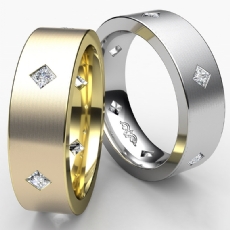 Matte Kite Bezel Set Diamond Men's Eternity Wedding Band 14k White Gold 0.55Ct.