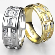 3 Row Matte Finish Diamond Eternity Men's Wedding Band 14k White Gold 0.80 Ct.