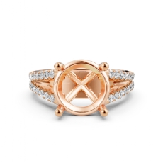 Split Shank Diamond Engagement Round Semi Mount Ring French Pave 14k Rose Gold  (0.7Ct. tw.)