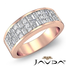 Princess Baguette Invisible Diamond Women Wedding Band 14k Rose Gold  (1.5Ct. tw.)