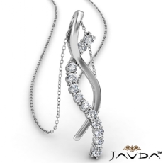 Twisted Ribbon Round Diamond Pendant Necklace In Platinum 950  (0.25Ct. tw.)