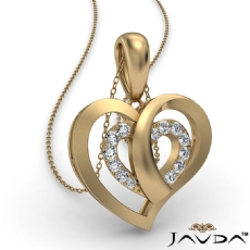 Overlay Round Diamond Heart Pendant Necklace In 14k Gold Yellow  (0.15Ct. tw.)