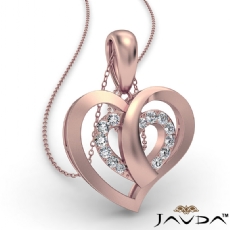 Overlay Round Diamond Heart Pendant Necklace In 18k Rose Gold  (0.15Ct. tw.)