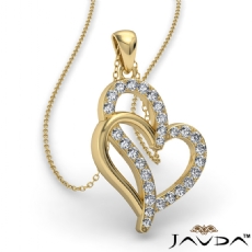 0.25 Ct Round Diamond Double Heart Pendant 14k Gold Yellow (0.25Ct. tw.)