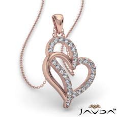 0.25 Ct Round Diamond Double Heart Pendant 18k Rose Gold (0.25Ct. tw.)