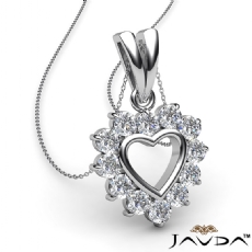 Open Heart Double Bail Pendant Necklace 14k White Gold 0.40Ct Round Diamonds