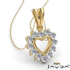 Open Heart Double Bail Pendant Necklace 14k Gold Yellow  Round Diamonds (0.4Ct. tw.)